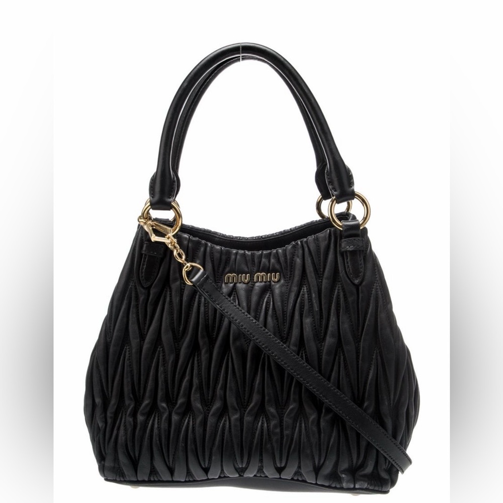Miu Miu Black lambskin Braided Shoulder Bag